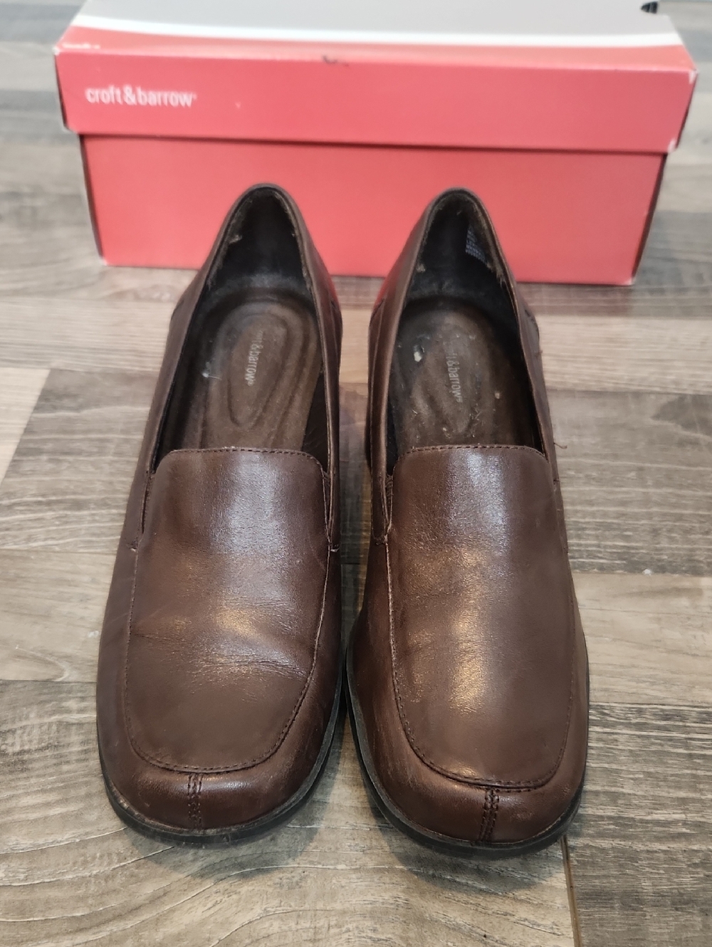 Croft & Barrow 90s Y2K Chantal Brown Leather‎ Slip-On Loafers Size 7